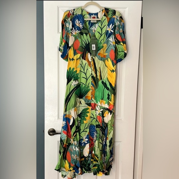 Brand new Farm Rio Vintage Toucan MIDI Dress size L - Picture 4 of 6